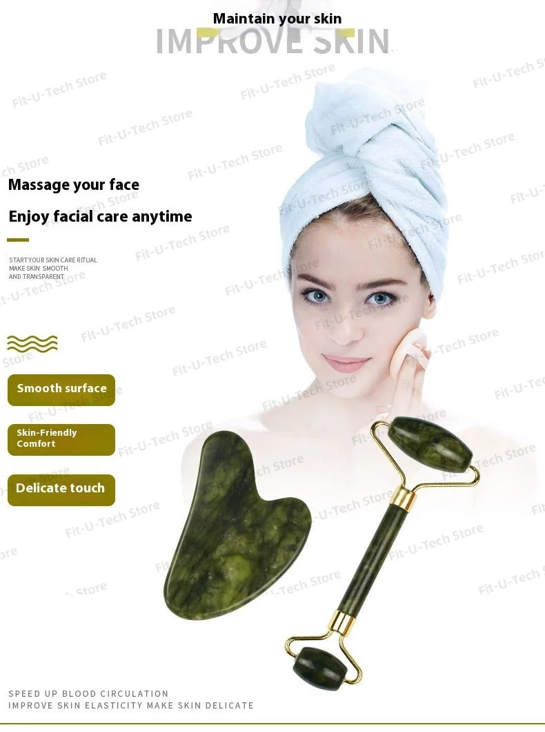 Jade Scraping Facial Massage Beauty Tool Natural Jade Scraping Board Roller Massager Law Tattoo Eye Beauty Bar