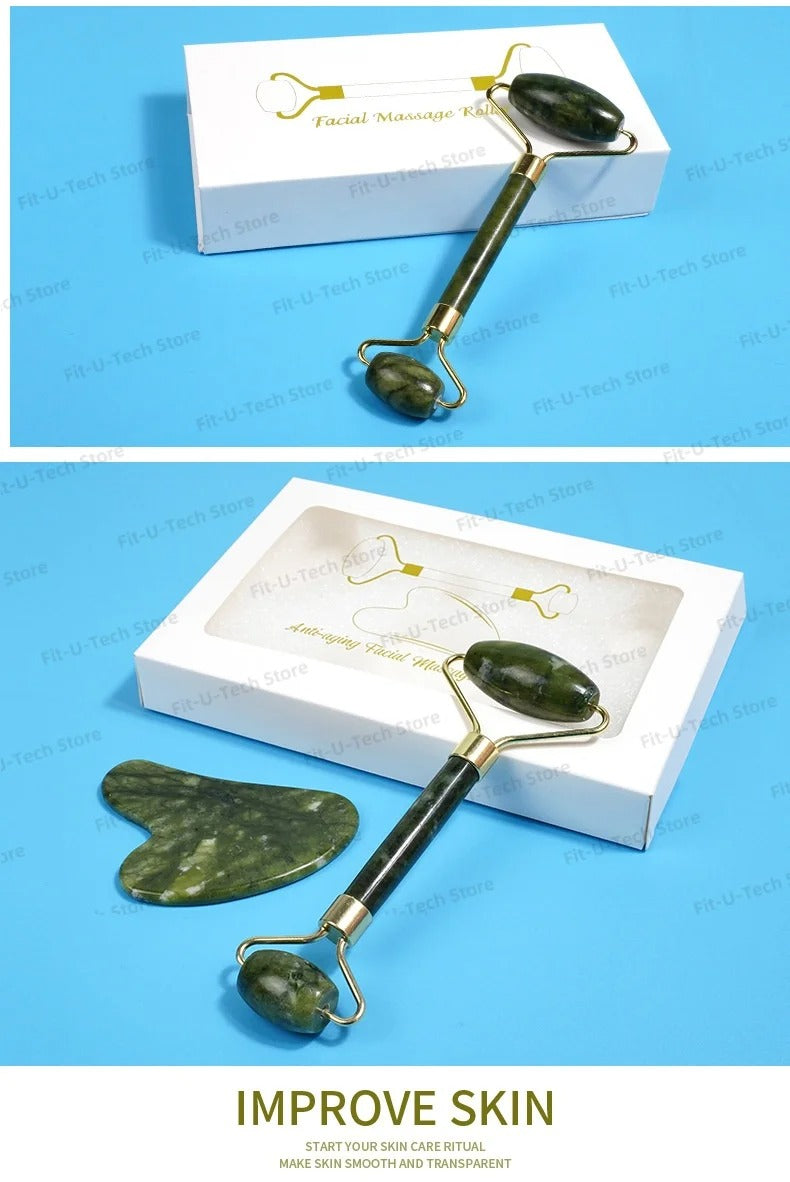 Jade Scraping Facial Massage Beauty Tool Natural Jade Scraping Board Roller Massager Law Tattoo Eye Beauty Bar